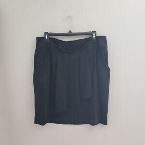 AGB Black Pleated Front Pockets Straight Skirt L